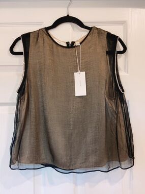 NWT Vince Beaded Border Sheer Shell Top